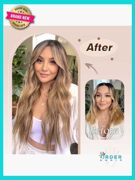 Clip In Hair Extensions 4 PCS Long Wavy Thick Full Head Synthetic Hairpieces main image 4
